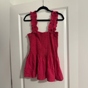 Lea & Viola Vibrant Pink Ruffled Blouse